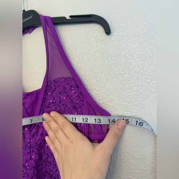 WEISSMAN Dance purple sequin fringe Costume Sequin Fringe Halter Dress D11806 SA - Picture 7 of 11